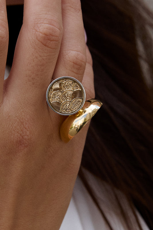 D'OURO FILIGRANA ANEL PEQUENO